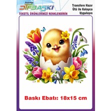F17 Ajans Paskalya Temalı Ütü ile Yapışan Tişört Tekstil Baskı