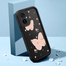 HONTINGA Tecno Camon 19 Neo ile Uyumlu Kılıfı Düşüme Önleyici Basitlik Anti Düşme Kamera Korumali Çiçek Siyah Desen Yumuşak Silikon Telefon Kılıfı K2-0066