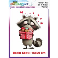 F17 Ajans Sevimli Rakun Ütü ile Yapışan Tişört Tekstil Baskı