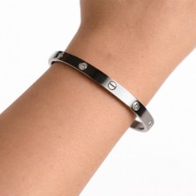 Yush Aksesuar Vida Desenli Taşlı Çelik Kalın Kelepçe Bileklik