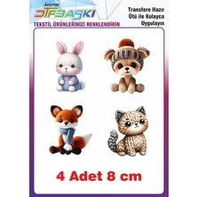 F17 Ajans 4 Adet Örgü Görünümlü Sevimli Karakter Ütü ile Yapışan Tişört Tekstil Baskı