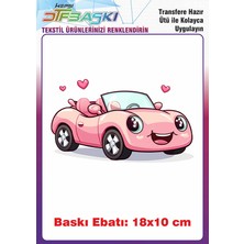 F17 Ajans Pembe Araba Ütü ile Yapışan Tişört Tekstil Baskı