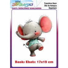 F17 Ajans Sevimli Fil Ütü ile Yapışan Tişört Tekstil Baskı