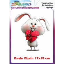 F17 Ajans Sevimli Tavşan Ütü ile Yapışan Tişört Tekstil Baskı
