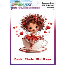 F17 Ajans Sevimli Kız Çocuğu Ütü ile Yapışan Tişört Tekstil Baskı