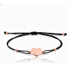 Mavili Gümüş Kalp Ipli Gümüş Bileklik - Rose