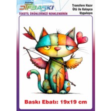 F17 Ajans Renkli Kedi Ütü ile Yapışan Tişört Tekstil Baskı