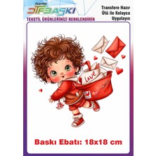 F17 Ajans Sevimli Kız Çocuğu Ütü ile Yapışan Tişört Tekstil Baskı