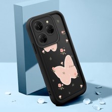 HONTINGA Tecno Spark 20 Pro ile Uyumlu Kılıfı Düşüme Önleyici Basitlik Anti Düşme Kamera Korumali Çiçek Siyah Desen Yumuşak Silikon Telefon Kılıfı K2-0066