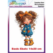 F17 Ajans Sevimli Kız Ütü ile Yapışan Tişört Tekstil Baskı