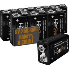 I-Gen Batteries Pro 6HR61 9V 250 Mah Şarj Edilebilir 9 Volt Pil Ni-Mh Şarjlı Pil