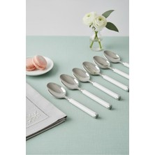 Depa 6 Lı Paslanmaz Çelik Tatlı Kaşığı Seti Beyaz Saplı 15 cm