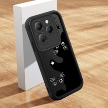 HONTINGA Infinix Hot 40 ile Uyumlu Kılıfı Düşüme Önleyici Basitlik Anti Düşme Kamera Korumali Kedi Siyah Desen Yumuşak Silikon Telefon Kılıfı K2-0074