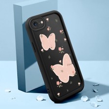 HONTINGA iPhone Se 2022 ile Uyumlu Kılıfı Düşüme Önleyici Basitlik Anti Düşme Kamera Korumali Çiçek Siyah Desen Yumuşak Silikon Telefon Kılıfı K2-0066