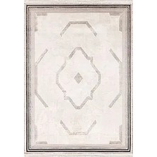 Aren Halı Haar Çerçeveli Krem Polyester Kaydırmaz Tabanlı Makine Halısı
