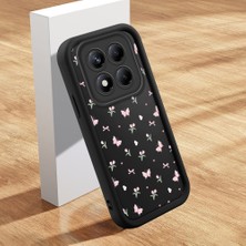 HONTINGA Xiaomi Redmi Note 14 Pro ile Uyumlu Kılıfı Düşüme Önleyici Basitlik Anti Düşme Kamera Korumali Çiçek Siyah Desen Yumuşak Silikon Telefon Kılıfı K2-0066