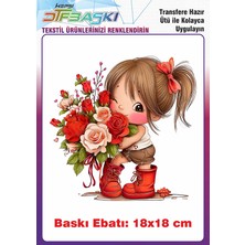 F17 Ajans Sevimli Kız Çocuğu Ütü ile Yapışan Tişört Tekstil Baskı