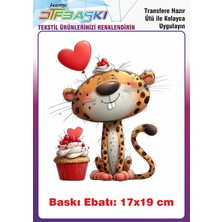 F17 Ajans Sevimli Leopar Ütü ile Yapışan Tişört Tekstil Baskı
