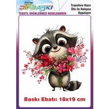 F17 Ajans Sevimli Rakun Ütü ile Yapışan Tişört Tekstil Baskı