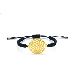 Mavili Gümüş Yaşam Çiçeği Gümüş Ipli Bileklik - Altın