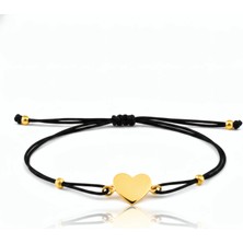 Mavili Gümüş Kalp Ipli Gümüş Bileklik - Altın