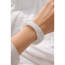 Sacce Scarves & Accessories Vintage Ekru Kemik Görünümlü Asimetrik Akrilik Bilezik