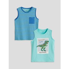 Lc Waikiki Yeni Sezon Bisiklet Yaka Çizgili Erkek Çocuk Atlet 2'li