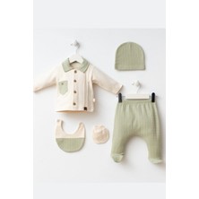 Cantoy Erkek Bebek Jakarlı ve Cep Detaylı 5'li Hastane Çıkış Zıbın Set