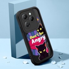 HONTINGA Infinix Hot 40 ile Uyumlu Kılıfı Düşüme Önleyici Basitlik Anti Düşme Kamera Korumali Kedi Siyah Desen Yumuşak Silikon Telefon Kılıfı K2-0074