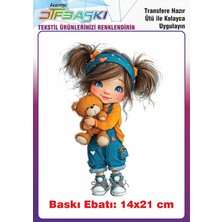 F17 Ajans Sevimli Kız Ütü ile Yapışan Tişört Tekstil Baskı