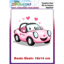 F17 Ajans Pembe Araba Ütü ile Yapışan Tişört Tekstil Baskı