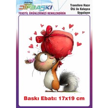 F17 Ajans Sevimli Sincap Ütü ile Yapışan Tişört Tekstil Baskı