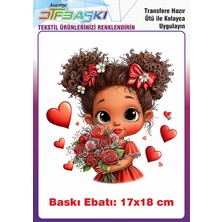 F17 Ajans Sevimli Kız Çocuğu Ütü ile Yapışan Tişört Tekstil Baskı