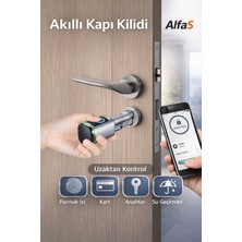 Alfas Parmak Izli Anahtarlı Kartlı ve Uzaktan Kontrollü Pvc Ahşap Aliminyüm Uyumlu Akıllı Kapı Kilidi Gümüş