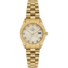 Platin Pierre HDS-PL-1261LA-B4 Minimal Takvimli Sedef Kadran Kadın Kol Saati