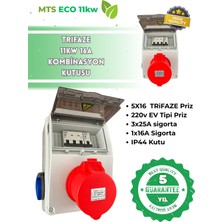 MTSevcharger 11 Kw 5/16 Prizli Trifaze Taşınabilir Elektrikli Araç Şarj Cihazı Kombinasyon Kutusu 5*16 + 1*16 V‘ko