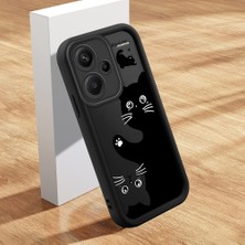 HONTINGA Xiaomi Redmi Note 13 Pro Plus ile Uyumlu Kılıfı Düşüme Önleyici Basitlik Anti Düşme Kamera Korumali Kedi Siyah Desen Yumuşak Silikon Telefon Kılıfı K2-0074