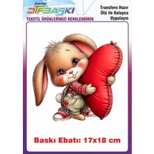 F17 Ajans Sevimli Tavşan Ütü ile Yapışan Tişört Tekstil Baskı