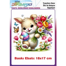 F17 Ajans Paskalya Temalı Ütü ile Yapışan Tişört Tekstil Baskı