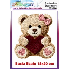 F17 Ajans Örgü Görünümlü Ayıcık Ütü ile Yapışan Tişört Tekstil Baskı