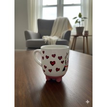 Palto Tasarım Inek Kupa 06 El Yapımı 3D Krem Parlak Kupa - El Yapımı Seramik Kupa