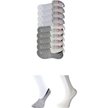 Çamaşır Kenti Gri ve Beyaz Kadın Babet Çorap 9 Çift