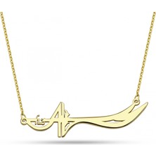 Mavili Gümüş Hz.ali Zülfikar Kılıcı Gümüş Kolye - Altın