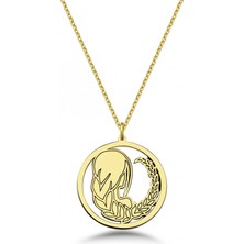 Mavili Gümüş Çember Başak Burcu Gümüş Kolye - Altın