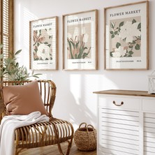 Pam Studio Bej Tonlarda Çiçek Desenli 3’lü Flower Market Tablo Seti – Minimalist Poster Dekor