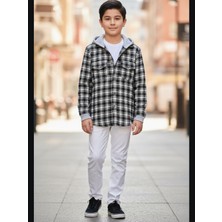 Gala Stil Gala Kolu Lastikli Kapüşonlu Ekoseli Unisex Çocuk Gömlek