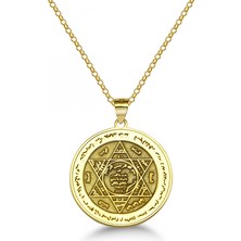 Mavili Gümüş Hz.süleyman Mührü Gümüş Kolye - Altın