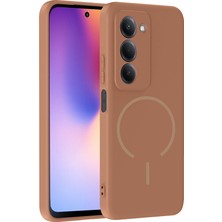 Khayra Redmi 15 Kılıf M-Safe Şarj Özellikli Zore Meta Kapak - Kahverengi