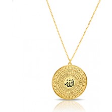 Mavili Gümüş Gümüş Esmaül Hüsna Kolye - Altın