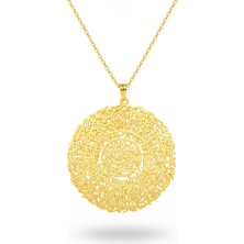 Mavili Gümüş Inşirah Suresi Gümüş Kolye - Altın